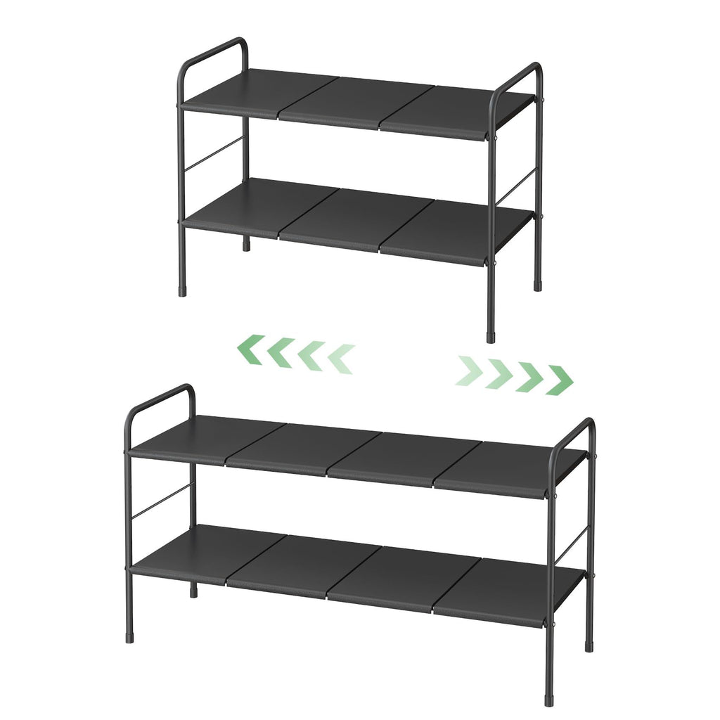 Schuhregal 2 Ebenen Metall – Verstellbar & Erweiterbar, Stabiler Schuhständer, Platzsparend, Schuhablage für Flur, Garage, Schlafzimmer