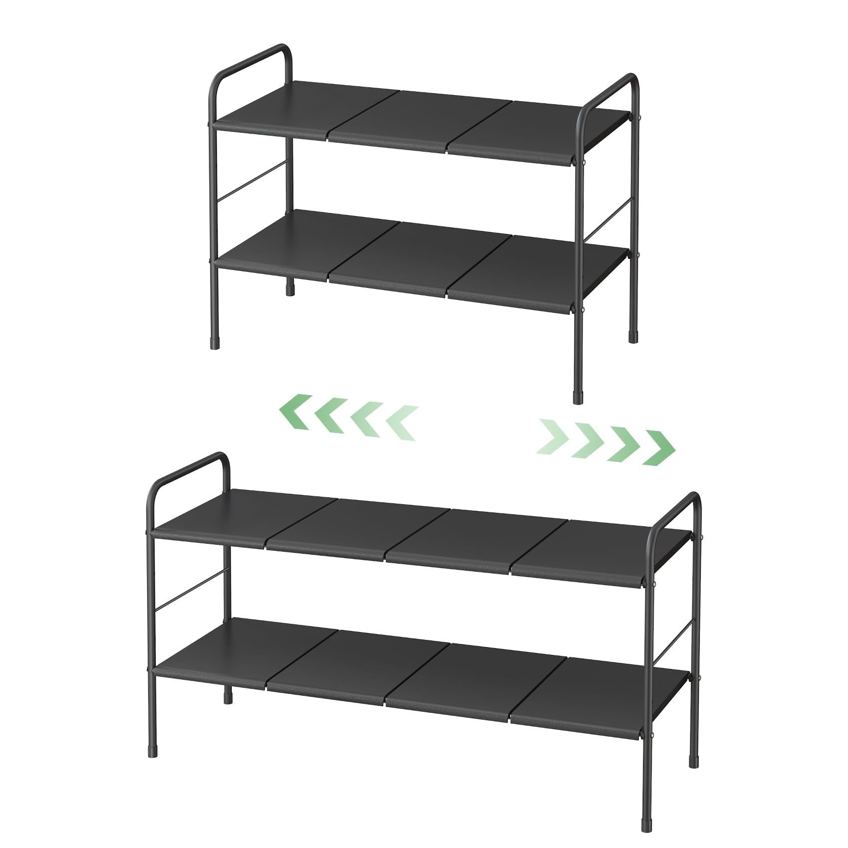 Schuhregal 2 Ebenen Metall – Verstellbar & Erweiterbar, Stabiler Schuhständer, Platzsparend, Schuhablage für Flur, Garage, Schlafzimmer
