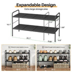 Schuhregal 2 Ebenen Metall – Verstellbar & Erweiterbar, Stabiler Schuhständer, Platzsparend, Schuhablage für Flur, Garage, Schlafzimmer