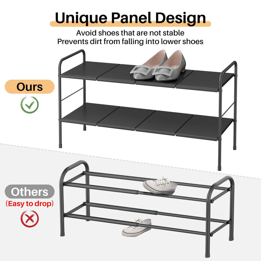 Schuhregal 2 Ebenen Metall – Verstellbar & Erweiterbar, Stabiler Schuhständer, Platzsparend, Schuhablage für Flur, Garage, Schlafzimmer