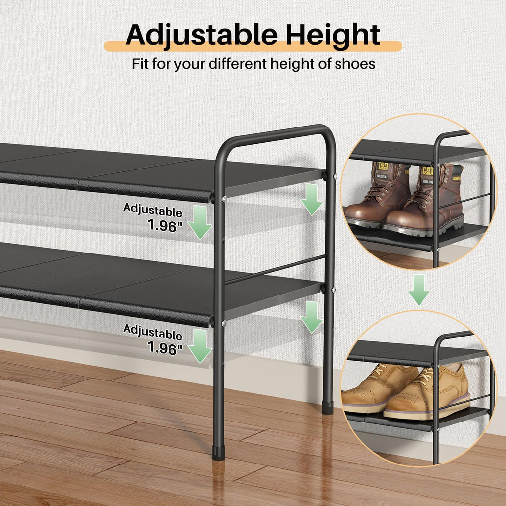 Schuhregal 2 Ebenen Metall – Verstellbar & Erweiterbar, Stabiler Schuhständer, Platzsparend, Schuhablage für Flur, Garage, Schlafzimmer