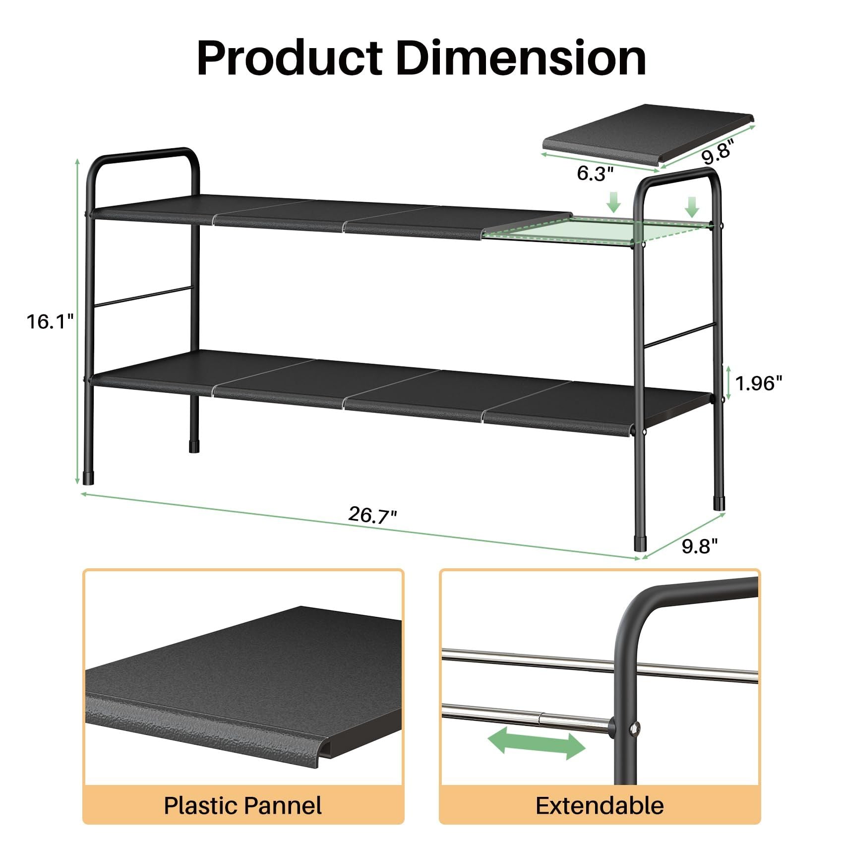 Schuhregal 2 Ebenen Metall – Verstellbar & Erweiterbar, Stabiler Schuhständer, Platzsparend, Schuhablage für Flur, Garage, Schlafzimmer