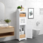 Schmaler Badezimmer-Unterschrank mit Doppeltür und Ablage – Freistehender Aufbewahrungsschrank für Bad, Küche & Flur, Weiß
