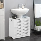 Badezimmerschrank Unterschrank Waschbecken 60x30x60 cm Weiß – Badschrank mit Türen & viel Stauraum + GRATIS Hochdruck Duschkopf