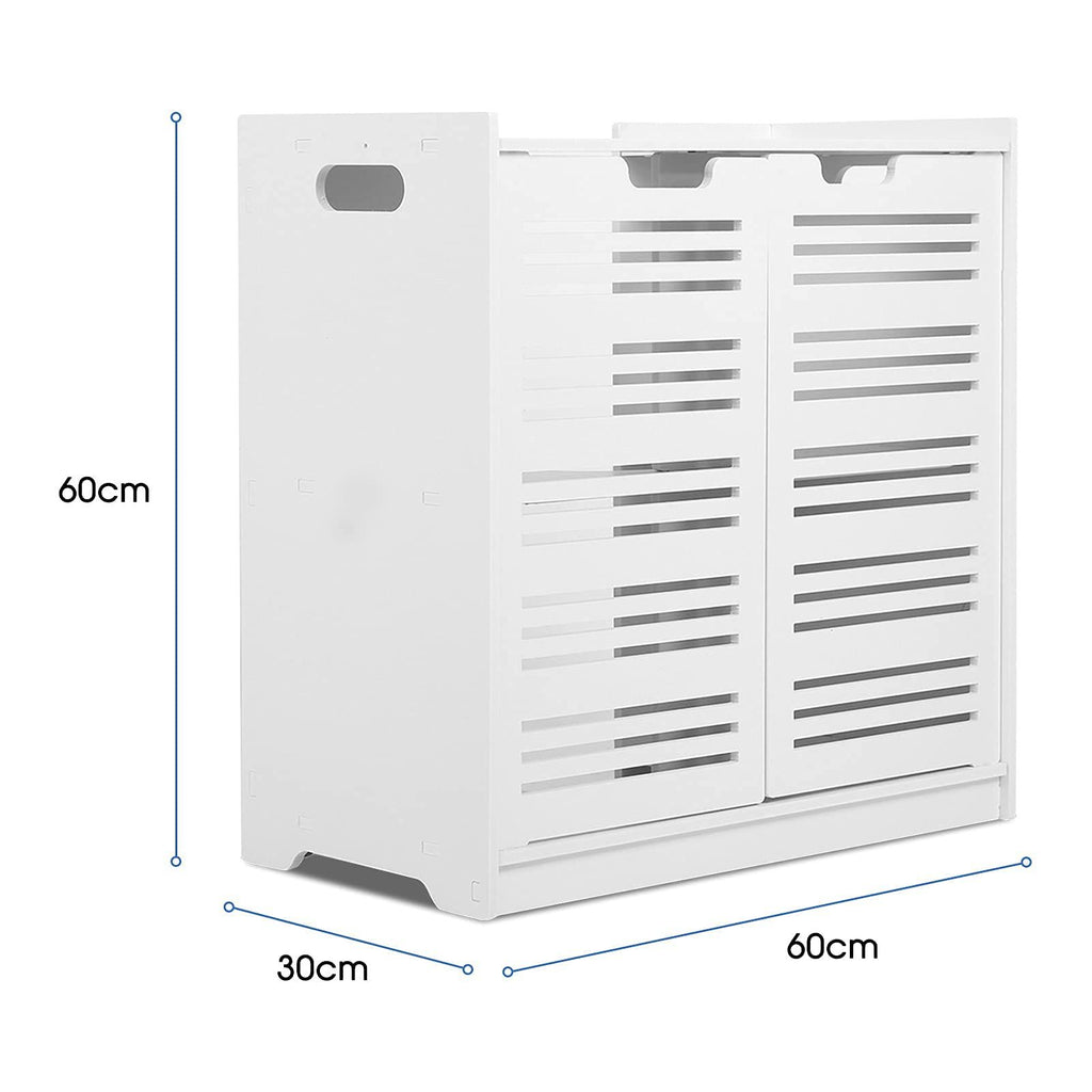 Badezimmerschrank Unterschrank Waschbecken 60x30x60 cm Weiß – Badschrank mit Türen & viel Stauraum + GRATIS Hochdruck Duschkopf