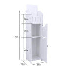 Schmaler Badezimmerschrank Weiß – Toilettenpapierhalter mit 4 Schubladen, freistehender Badschrank, platzsparender Organizer für WC und kleine Räume