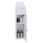 Schmaler Badezimmerschrank Weiß – Toilettenpapierhalter mit 4 Schubladen, freistehender Badschrank, platzsparender Organizer für WC und kleine Räume