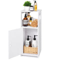 Schmaler Badezimmerschrank Weiß – Freistehender Badschrank mit Tür und offenen Fächern, platzsparender Organizer für Bad, Küche und Wohnzimmer
