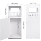 Schmaler Badezimmerschrank Weiß – Freistehender Badschrank mit Tür und offenen Fächern, platzsparender Organizer für Bad, Küche und Wohnzimmer