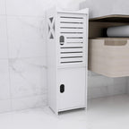 WC-Schrank schmal mit viel Stauraum – Badezimmerschrank freistehend – Badregal weiß inkl. GRATIS Hochdruck Duschkopf