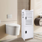 WC-Schrank schmal mit viel Stauraum – Badezimmerschrank freistehend – Badregal weiß inkl. GRATIS Hochdruck Duschkopf