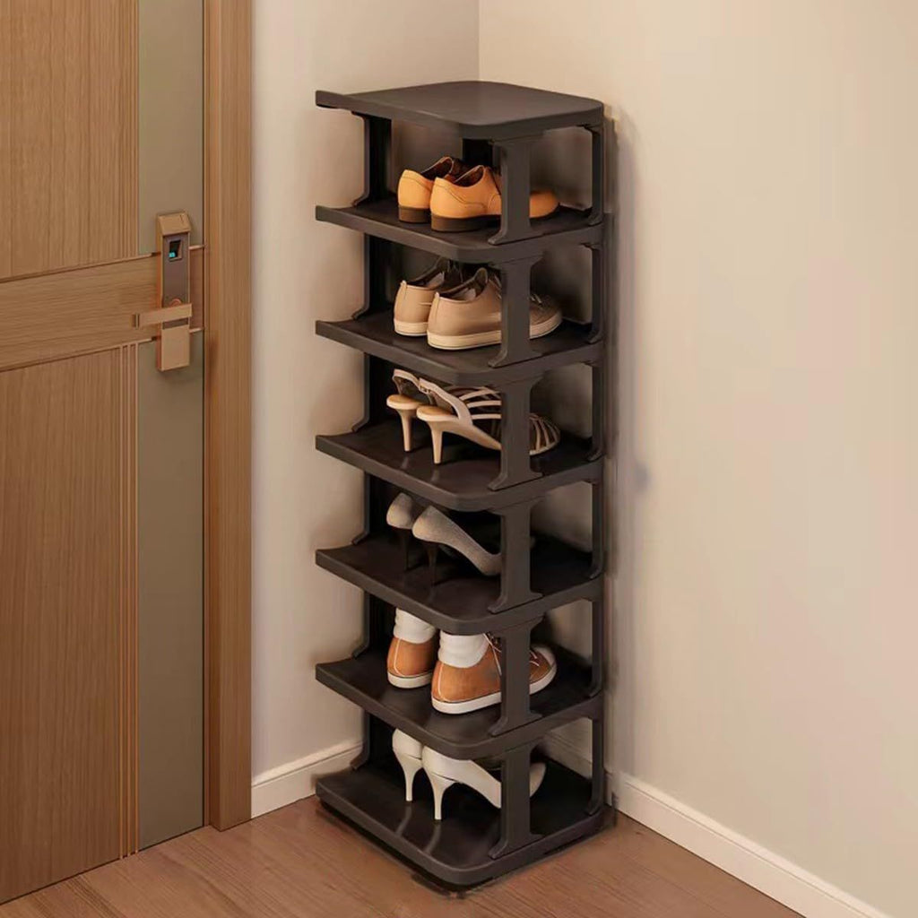 Schmales Schuhregal vertikal – Stapelbarer Schuhständer, platzsparendes Schuhregal für Flur, Schlafzimmer,