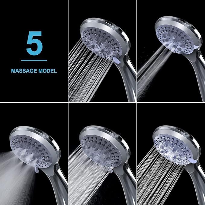 3-in-1 Handbrause mit Wasserhahn-Anschluss – Hochdruck Duschkopf, abnehmbar, doppelseitig, Chrom