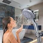 3-in-1 Handbrause mit Wasserhahn-Anschluss – Hochdruck Duschkopf, abnehmbar, doppelseitig, Chrom