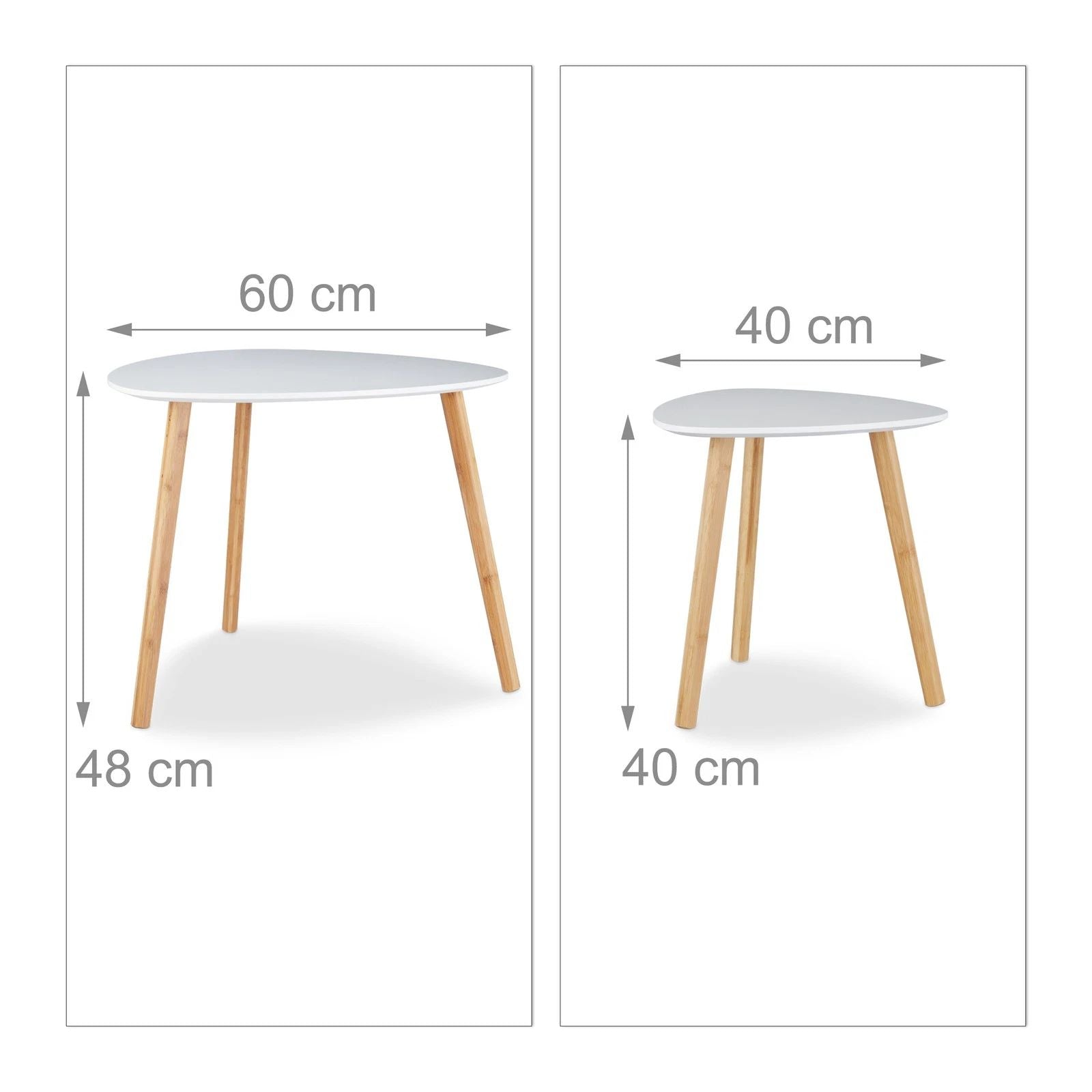 Couchtisch Set 2er Rund Weiß Holz Wohnzimmertisch Beistelltisch Satztisch Skandinavisch Modern MDF