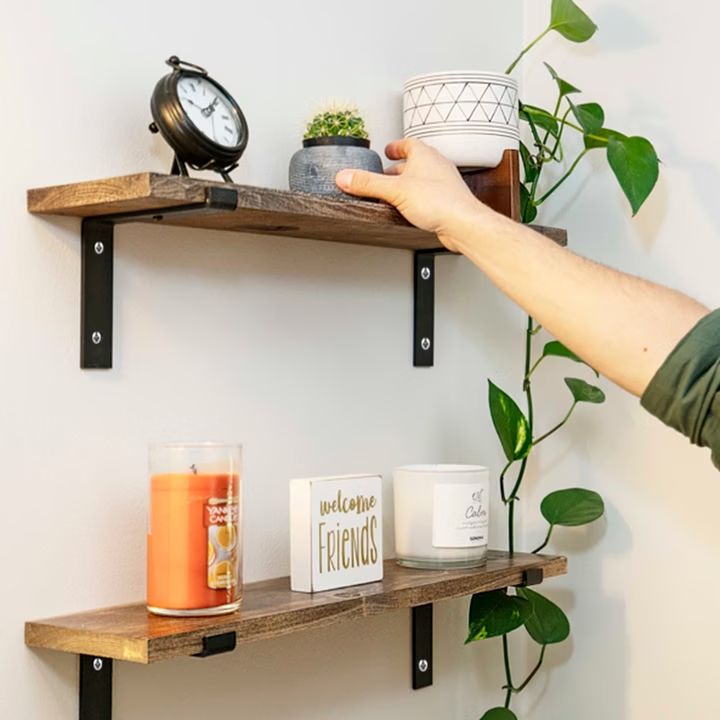 Wandregal 2er Set Holz Schwebend Wandboard Regal Wandregale Wohnzimmer Küche Dekorativ 42 cm