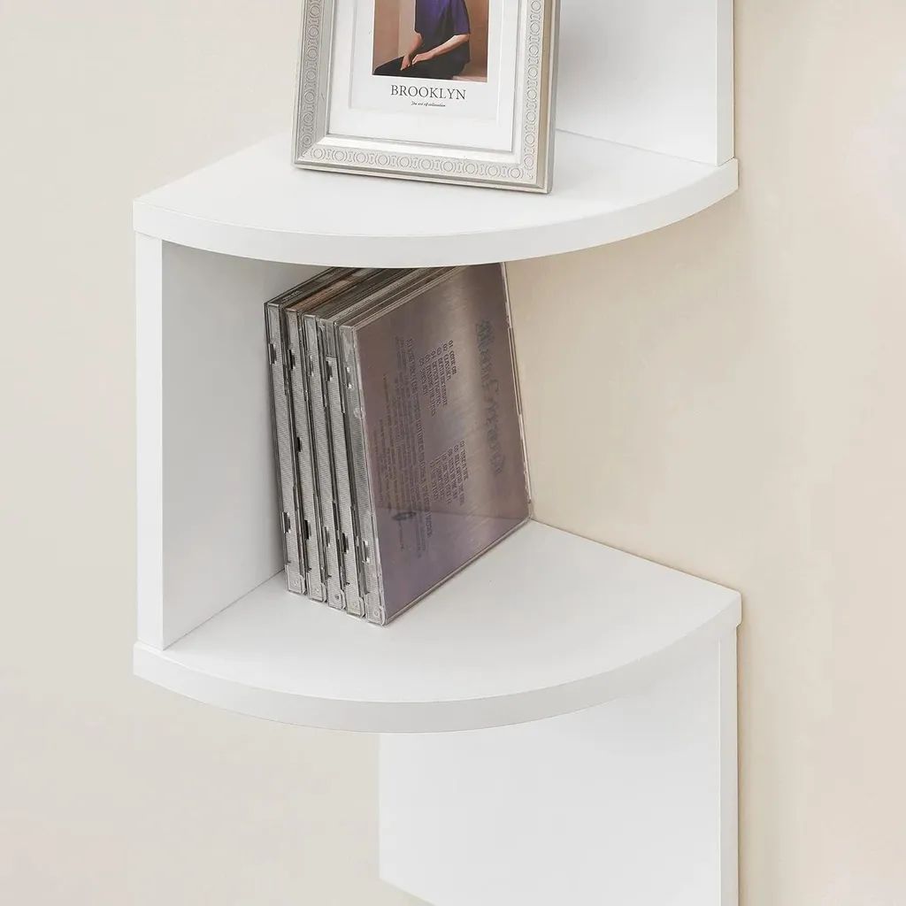 Schwebendes Wandregal – Eckregal 5 Ebenen, platzsparendes Bücherregal, modernes Wandregal für Wohnzimmer, Küche, Bad